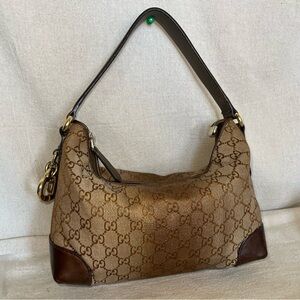 🎭 SOLD 🎭 GUCCI Brown / Gold Ombre GG Canvas Bamboo Hobo Shoulder Bag